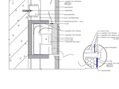 弧形不锈钢墙面疏散指示灯安装节点图 施工图 墙面节点