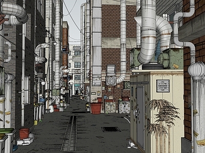 现代城中村街道 贫民窟胡同街道