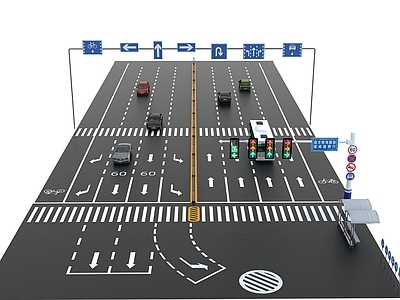 现代道路设施 马路 标识 路牌 车