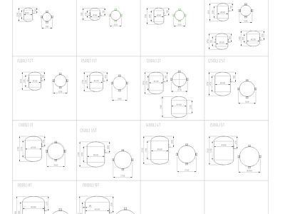 搅拌罐一览表CAD 图库