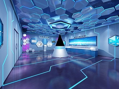 现代科技展厅 互动触摸一体机 全息投影 VR体验区