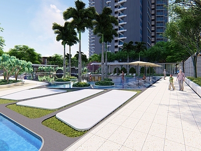 现代运动健身区 滨水住宅 新加坡 度假风格 泳池 运动健身区