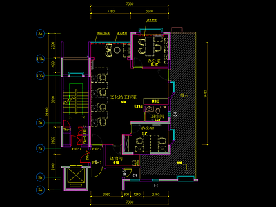 文化站工作室面施工图 文化空间