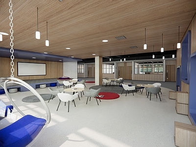 现代学校空间 休闲区 教室走廊
