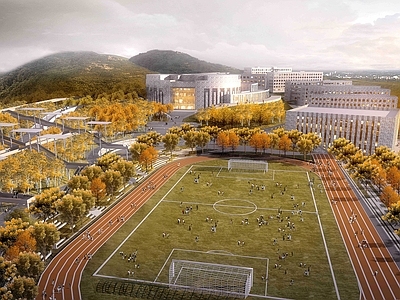 现代校园景观 大学校园 山地景观 山地校园