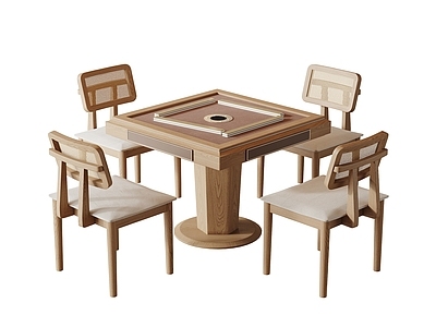 侘寂风麻将桌 棋牌桌 单椅