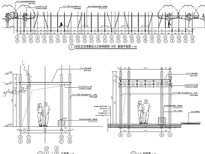 现代钢结构廊架详图 施工图