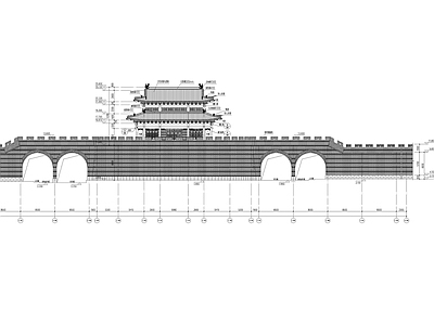 古城区古代城楼建筑 施工图