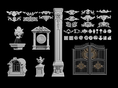 简欧雕花 石膏件 铁艺 柱子