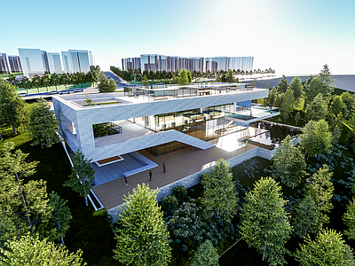 现代售楼处建筑 方形
