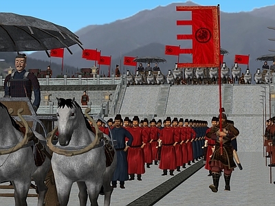 多人 古代士兵军队 列队 仪仗队