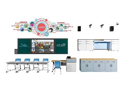 现代教室书桌椅组合 学校桌椅 黑板