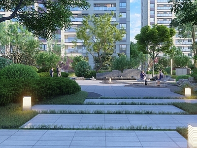 现代小区景观 宅间 住宅