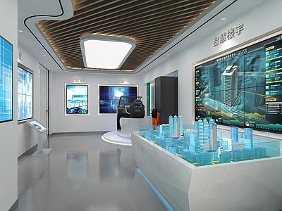 现代国家电网展厅 数字沙盘 VR设备 LED拼接屏 休闲