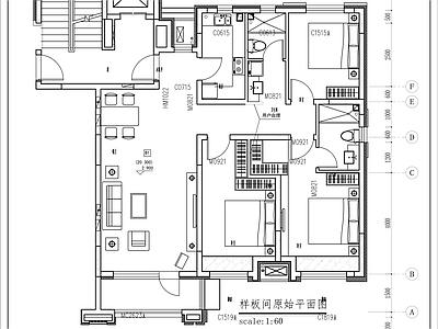 欧式家装平层室内 施工图