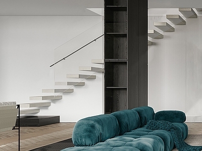 现代别墅客厅 多人