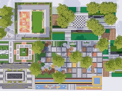 现代校园中庭景观