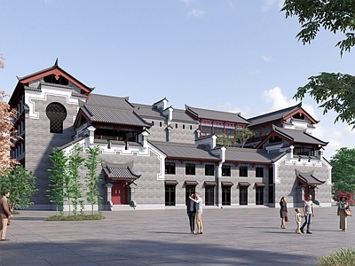 中式仿古商业建筑 合院 民宿 餐饮 酒店 客栈