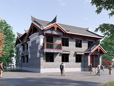 中式仿古商业建筑 合院 民宿 餐饮 酒店 客栈