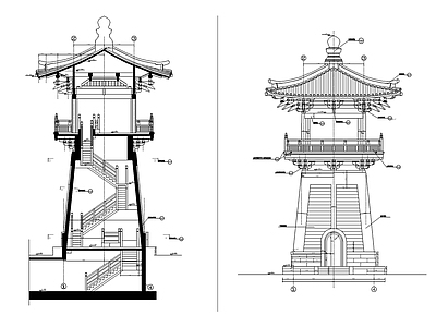 钟鼓楼建筑施工图 施工图