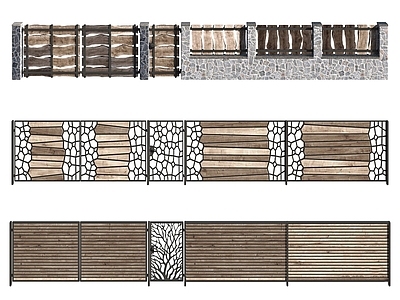 现代木围栏 围墙 院墙 木材