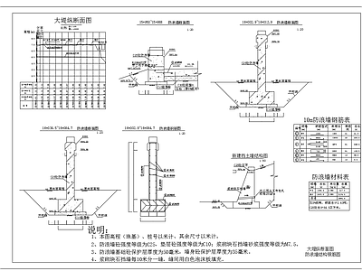 大坝防浪墙钢筋图 施工图 混凝土节点 结构节点图