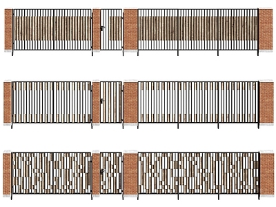 现代木栅栏 铁栅栏 围栏围墙 院墙 木材