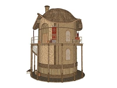 现代民宿艺术茅草屋