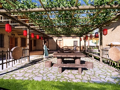 中式乡村庭院 景观 庭院餐厅 民宿 菜地花园 民房改造 农家乐