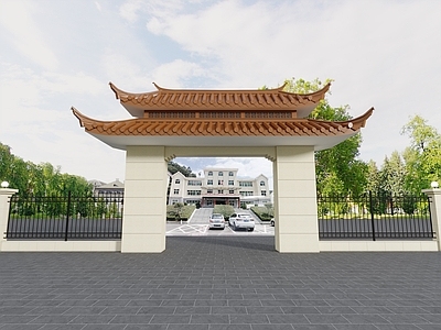 中式入口大门 楼