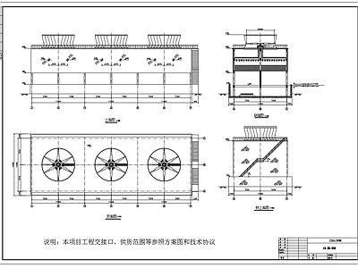 1500x3冷却塔平面剖面图 施工图