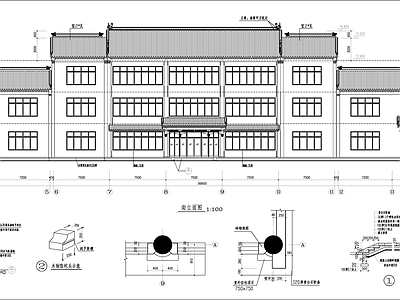 大型仿古酒店建筑 施工图