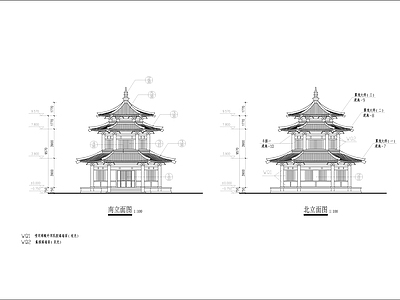 古建仿唐紫云阁建筑 施工图