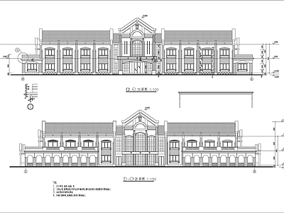 2层欧式宾馆建筑 施工图