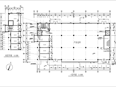 现代框架结构产品仓库建筑 施工图 工业建筑