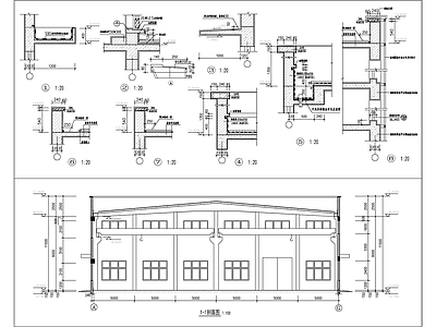 框架结构生产车间建筑 施工图 工业建筑 产业园建筑