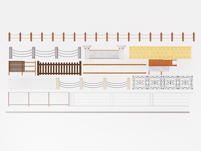 现代风格栏杆 篱笆 木材