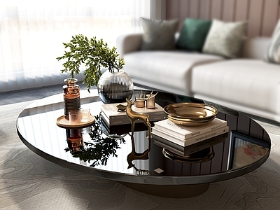 minotti现代茶几 装饰摆件 书籍 花艺 花瓶 酒具 饰品 圆形 品牌 玻璃茶几 金属茶几 圆茶几