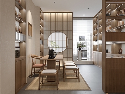 新中式禅意茶叶店 茶桌