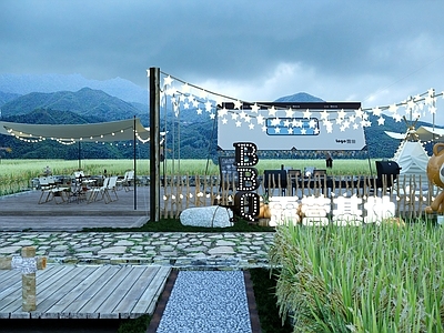 现代乡村公园 稻田餐厅 稻田打卡景观 田园露营地 网红打卡点 雕塑小品