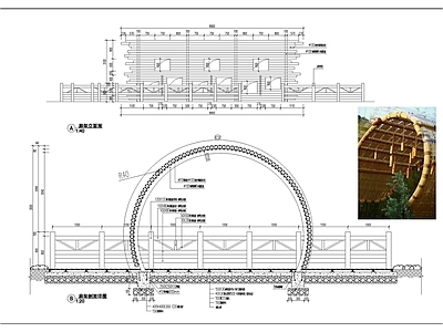 竹筏廊架 施工图