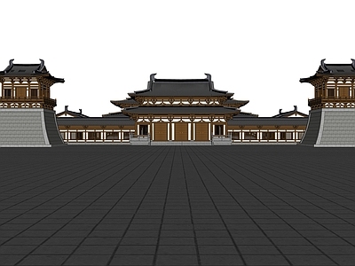 中式寺庙建筑 庭院建筑群