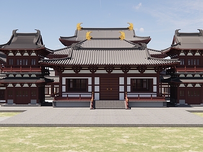 中式寺庙建筑 建筑寺庙 建筑群