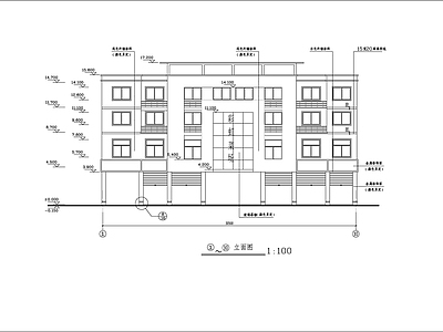 4层跨架结构菜场商场建筑 施工图