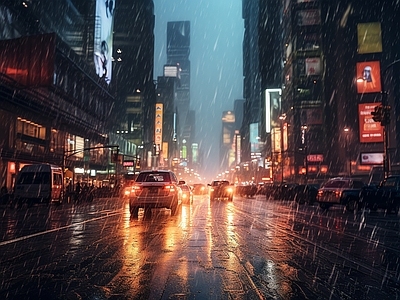 城市街道夜景高清贴图