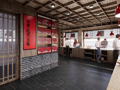 中式收银台 复古店面