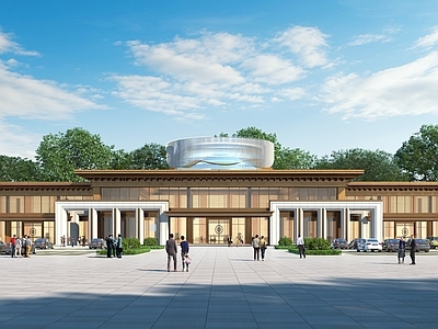 新中式展览馆建筑