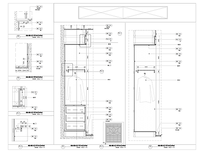更衣柜衣帽间节点 施工图 柜类 家具节点详图