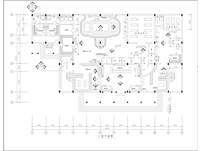 1500㎡汤泉水疗洗浴中心室内 施工图