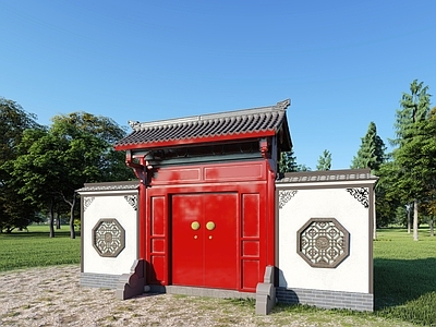 中式古建筑门头 庭院